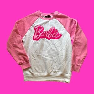 Barbie pink and white baseball crewneck sweater 💖